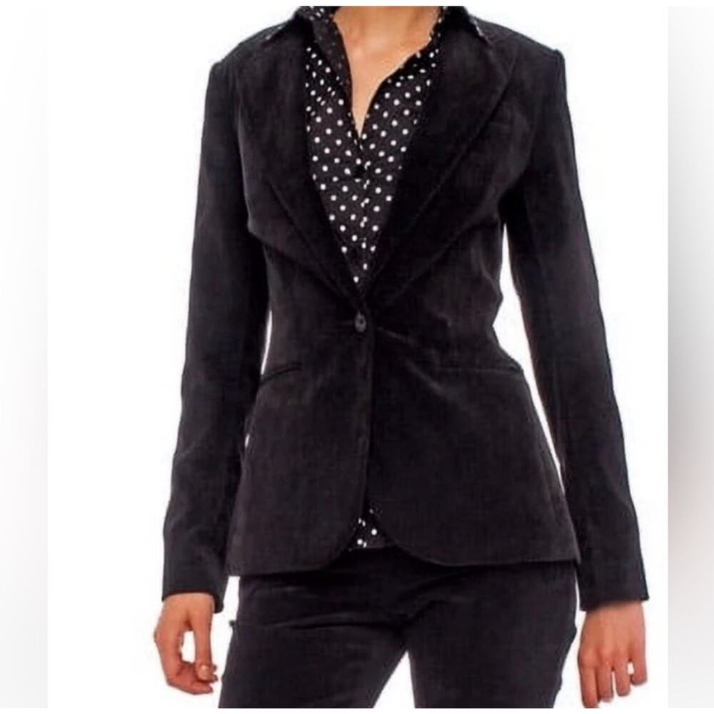 Norma Kamali Career Corduroy Jacket Single Breasted Blazer Black Size 14